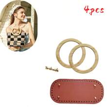 3pcs Round Oval Leaf Shaped Wooden Handles, Suitable For DIY Crochet Bags, Knitted Handbags, Woven Tote Bags Replacement Accessories, Rustic Style, Applicable For Handmade Craft Projects, Crochet Knitting And Woven Handbags, DIY Wallet Making - Multicolor - View 12