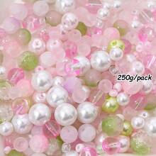beadia 100/250g 2-10mm 綠色系列混色玻璃珠粉末，多種款式，適用於DIY珠寶製作、項鍊與手鍊手工藝用品，適合女性 - 粉綠色系 - 查看 7