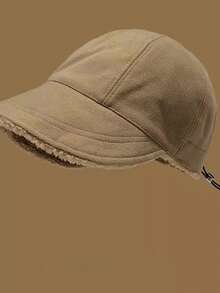 1pc Solid Color Plush Minimalist Wide Brim Casual New Winter Women's Fisherman Bucket Hat, Flattering For Large And Round Faces, Adjustable Head Circumference, Warm And Windproof, Versatile For Daily Shopping And Outings - Multicolor - View 11
