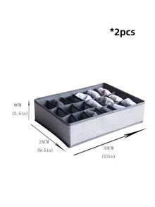 18-Grid Non-Woven Fabric Printed Socks & Underwear Storage Box, Separate Storage For Lingerie & Underwear, Decorative Room Storage, Foldable Drawer-Style Storage Box For Organizing Various Items - Grey - View 8