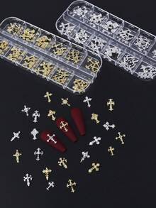 A Mixed Set Featuring 60 Punk-Style Cross Nail Charms Across 12 Compartments; With A Variety Of Designs Perfect For Creative Mixing And Matching, It Is The Ideal Choice For "Cool Girls" Seeking A Y2K Nail Aesthetic. - Multicolor - View 6
