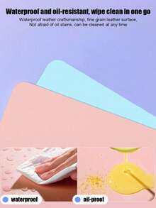 Reversible Double-Sided PU Leather Mouse Pad Waterproof Non-Slip Blue Pink Pastel Aesthetic Cute Desk Mat For Office Gaming Laptop Student - View 5