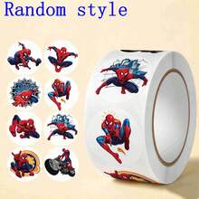 1set/500pcs Spidey Round Roll Stickers With Cute Hero Patterns. Self-Adhesive & Easy To Peel. Great For Kids Reward, Party Favors, Decorating Notebooks, Water Bottles And Gift Packages.(Stochastic Style) - Multicolor - View 6
