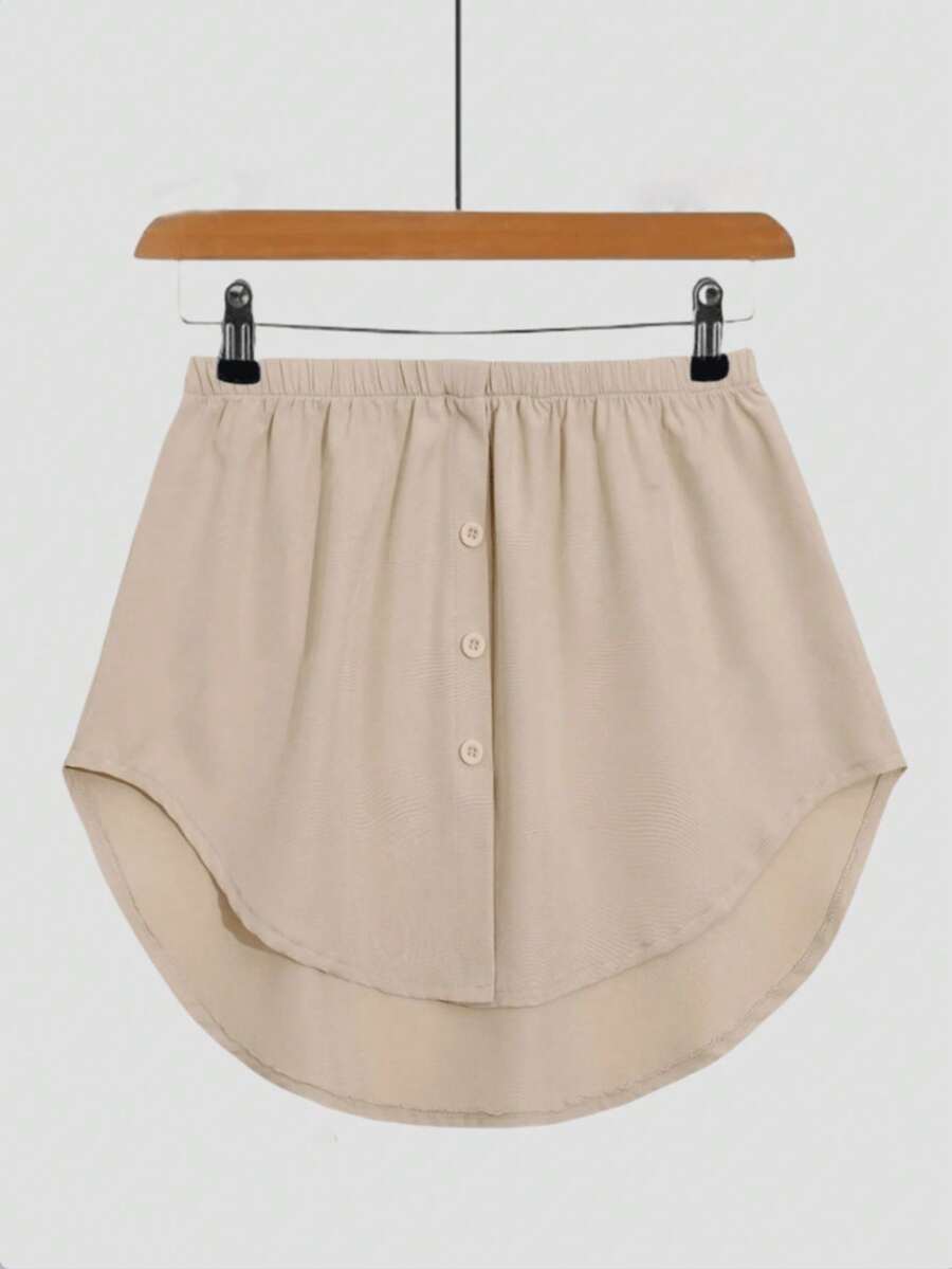 1 buah Rok Perpanjang Pinggang Elastis, Aksesori Pinggang, Perpanjang Baju Wanita, Perpanjang Rok Berlapis dengan Hem Palsu yang Dapat Diatur - Khaki - View 1