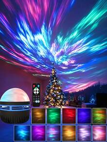 1pc Aurora Water Ripple Effect Atmosphere Projection Light, USB Powered Indoor Multi-Function LED Lamp, Starry Sky Atmosphere Light, E-Book Reading Light, Home Decor Atmosphere, Suitable For Bedroom, Living Room, Holiday Gift - Multicolor - View 5