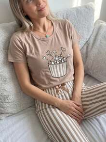 Women Pajama Sets - Khaki - View 2