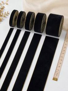 5 Yards Classic Black Gold Edge Flocked Ribbon, Multi-Width Single-Sided Flocked Decorative Trim, Suitable For DIY Hair Accessories, Handmade Crafts, Gift Box Packaging, Clothing Sewing, Abaya Garment Decoration, Ramadan Celebration - Multicolor - View 11