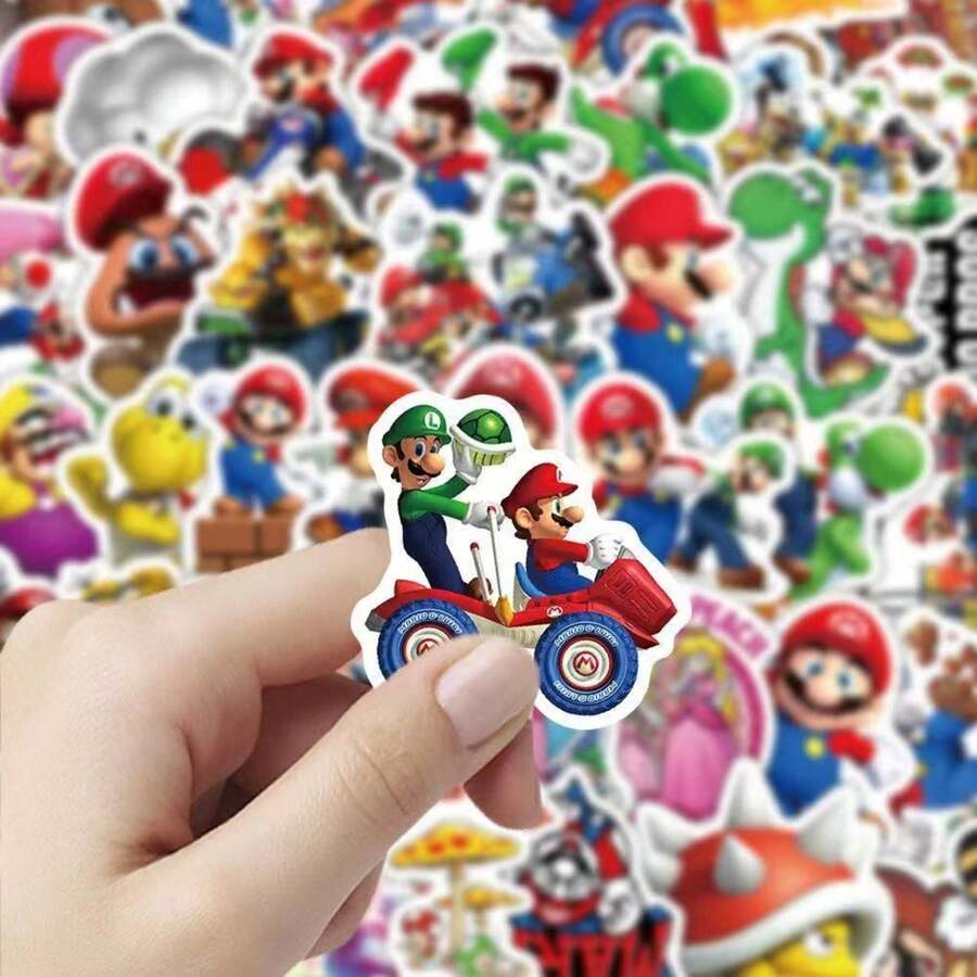 1set/50pcs S-Uper Stickers Luigi Y-Oshi Scrapbook Guitar Laptop Skateboard Waterproof Sticker Game Stickers Kids Gift Toy,The Perfect Sticker Gift For Boys And Girls, A Gift For Fans And Friends(Stochastic Style) - Multicolor - View 1