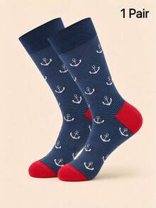 Business Casual Men's Printed Mid-Calf Socks, Fun Watch Dial Design, Comfortable And Breathable Men's Socks For Autumn/Winter - Multicolor - View 5