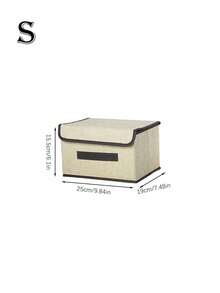 Beige Fabric Deep Brown Edge Foldable Storage Box Large Size Organizer Set, Closet Clothing Storage, Quilt Sweater Pants Shoes Storage Box, Dustproof Moisture-Proof Foldable, Modern Minimalist Bedroom Storage Box, Multi-Functional Home Storage Organizer Box - Rice Color - View 12