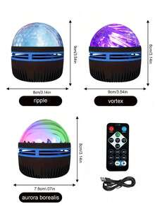 1pc Aurora Water Ripple Effect Atmosphere Projection Light, USB Powered Indoor Multi-Function LED Lamp, Starry Sky Atmosphere Light, E-Book Reading Light, Home Decor Atmosphere, Suitable For Bedroom, Living Room, Holiday Gift - Multicolor - View 11