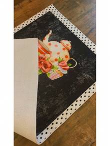 Non-Slip, Washable, Digitally Printed Rug, Runner, Kitchen Rug - Black - View 4