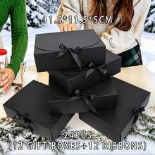 10pcs Black Gift Boxes With Lids, Groomsmen Invitation Gift Boxes, Luxury Black Gift Boxes With Satin Ribbon, Suitable For Weddings, Birthdays, Parties, Graduations, Valentine's Day, Back To School And Other Occasions - Black - View 6