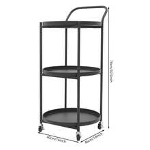 Metal Frame Serving Cart For Kitchen, Dining Room, Rolling Bar Cart, Mobile Storage Cart - Black - View 3