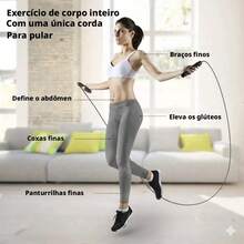 Corda de Pular de Aço com Rolamento e Contrapeso, Corda de Salto para Treino Fitness, Exercícios em Casa, Academia, Competição e Esportes Internos e Externos - Preto - Visão 2