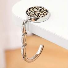 2D Leopard Print Black & White Geometric Zinc Alloy Wallet Hook, Casual Style Folding Handbag Hook, Portable Desktop Bag Holder, Suitable For Home And Retail Use - Multicolor - View 2