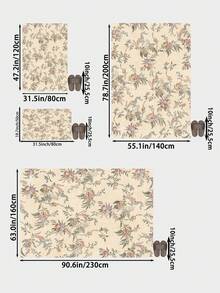 1pc Light Apricot Gentle Pastoral Style, Vine & Floral Faux Cashmere Living Room Rug, Soft Non-Slip Wear-Resistant, Suitable For Living Room, Bedroom Holiday Decor, Office, Non-Slip Door Mat, Bathroom, Hallway, Study Area Rug - Apricot - View 2