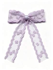 1pc/2pcs Lace Bow Hair Clip, Long Ribbon Bow Hair Clip, Suitable For Wedding, Party, Holiday Gift, Women Hair Accessory, Student Accessory - Purple - View 13