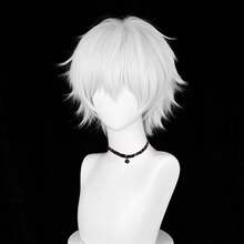 Men White Anime Game Cosplay Synthetic Wigs With Bangs Short Straight Fluffy Heat Resistant Wig For Daily Party - White - View 6