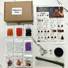 1 Set DIY Beaded Halloween Christmas Tree Kit, Handmade Mini Desktop Halloween Beaded Art, Shiny Holiday Decoration, Crystal Beaded Halloween Christmas Tree Making Kit, Holiday Desktop Ornament, Halloween Gift - Multicolor - View 12