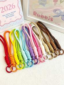 12-100pcs Colorful Handmade Woven Rope Keychains, Nylon Rope DIY Handmade Weaving Set, Keychain And Backpack Pendant Materials, Colorful Keychain Lanyards, Key Rings, Phone Accessories, Bag Pendant Anti-Loss Key Ring Phone Accessories Polyester Fiber - Multi-color - View 3