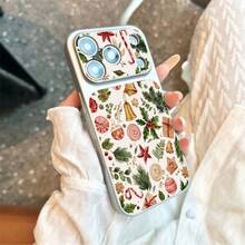 1pc TPU Material Vintage Christmas Berry Bell Pattern Phone Case Suitable For IPhone 17 Pro Max/17/16 Pro Max/15/14/13/12/11 Full Coverage Anti-Drop Soft Shell Phone Protective Cover - Silver - View 4