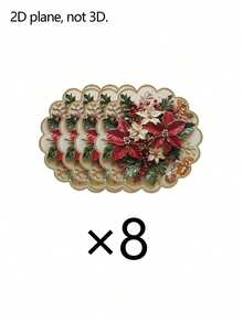 8pcs/4pcs/1pc Round Placemats, Winter Floral And Pine Cone Pattern, Suitable For Christmas Party Decoration, Theme Party, Christmas Dinner, Vintage Style Party - One Size Fits All - View 18