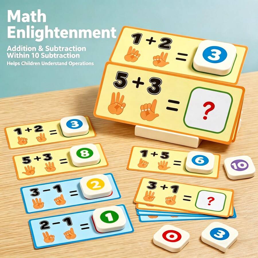 Kartu Flash Aritmatika Angka, Permainan Belajar Matematika Montessori dengan Ubin Angka, Kartu Pencocokan Penjumlahan & Pengurangan dalam Angka 10, Mainan Edukasi Dini untuk Balita Prasekolah Taman Kanak-kanak, Hadiah Natal, Hadiah Tahun Baru, Suvenir Pesta Liburan - MultiWarna - View 1