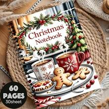 1pc Fun Recipe Blank Lined Notebook, 30 Sheets/60 Pages, Christmas White Holiday Table Theme, Suitable For School, Home Recording, Office Use, Perfect Christmas Birthday Gift - one-size - View 6