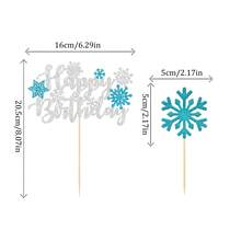 1Pc/40Pcs/41Pcs/Set Happy Birthday Cake Topper Set Silver Blue Glitter Snowflake Cupcake Toppers Winter Birthday Party Cake Decorations For Birthday Party Supplies - Multicolor - View 5