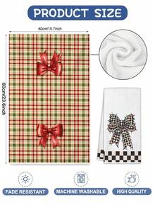 4 st absorberande kökshanddukar i polyester med tryck av julkrans, julgran och rosettmönster, lämpliga för kök och badrum, idealiskt val för husmödrar och familjesammankomster, prisvärda hemartiklar, perfekta för daglig dekoration och rumsdekoration - Multifärgad - Visa 3