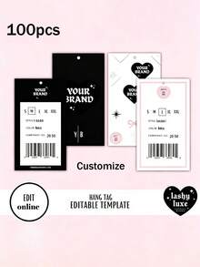 Custom 100 PCS Paper Hang Tags With White/Black Nylon String, Personalized Gift Jewelry Clothing Price Labels Tags, Multipurpose Tags - White 100pcs - View 2