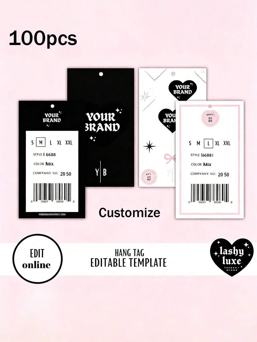 100入客製化銅版紙吊牌，附白色/黑色尼龍繩，個性化禮品珠寶服飾價格標籤，多用途標籤、品牌標籤、個性化姓名吊牌，小企業用品，精品包裝 - 白色100入 - 查看 1