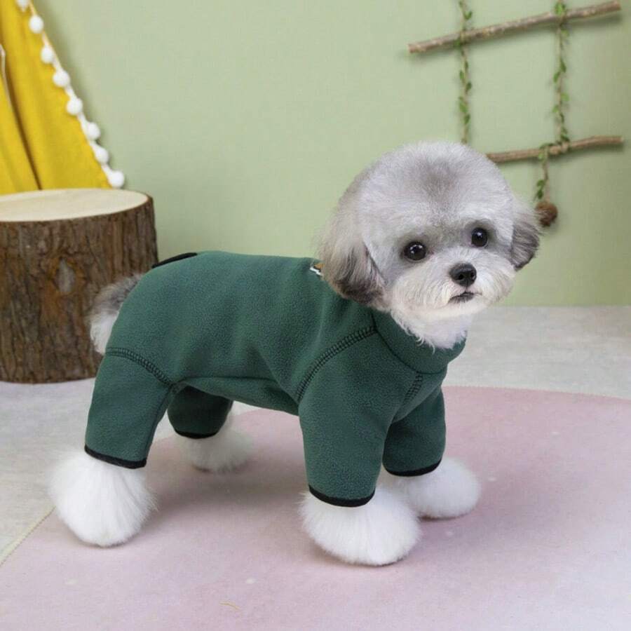 1pc-Halloween Dog Costumes, 25 Buck Dog Four‑Legged Fleece Pet Outfit, Warm Thick Plush Winter Dog Clothes For Small Medium Breeds
