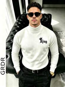 GRDR Men's Fashion Long Sleeve Sweater - Versatile Casual Knitwear - White - View 1