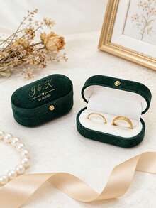 Personalized Wedding Ring Box Engagement Ring Box Proposal Ring Box Modern Ring Box Anniversary Gift With Custom Display Stand And Velvet Lining Holds 2 Rings Suitable For Wedding Engagement Proposal Jewelry Storage Engravable - Multicolor - View 4