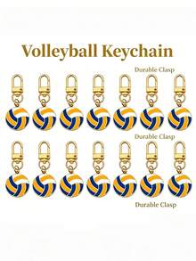 14pcs Volleyball Keychains - Sports Themed Keychains, Suitable For Bag Charms, Football Basketball Keychains, Volleyball Keychains, Suitable For Sports Party Gifts, Party Favors, Holiday Supplies Gifts. - Yellow - View 2