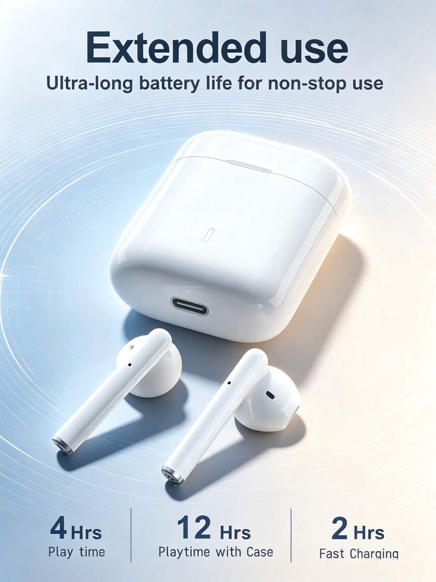 Wireless Bluetooth TWS Earbuds With Noise Canceling, HiFi Stereo Sound Quality, Wireless Charging Case, Waterproof In-Ear Design, Suitable For Travel, Fitness, Outdoor Activities And Daily Use - A - View 1