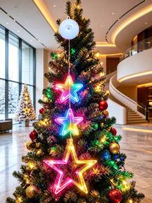 Battery Powered Colorful LED Star Window Hanging Light Strip With Suction Cups, Easy Install Christmas Window Decor, Indoor Holiday Decoration - Suction Cup Lamp - View 3