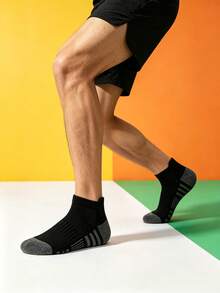 1/5/10/20 Pairs Men's Mesh Tab Short Socks, Striped Design, Simple Versatile, Comfortable Soft Casual Socks - Multicolor - View 2