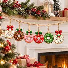 6pcs Cartoon Yellow Accessories .Bee Pendant Bread Donut DIY Beaded Christmas Decoration Hanging Ornament - Multicolor - View 5