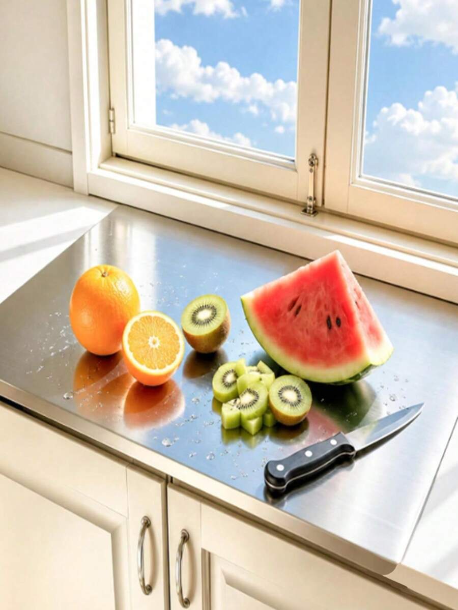 Stainless Steel Cutting Board With Edge, Metal Kitchen Chopping Board