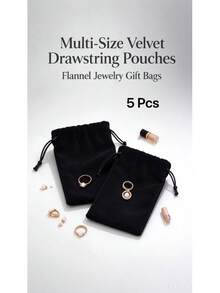 1/5/10 Buah Kantong Serut Beludru Berbagai Ukuran, Tas Hadiah Perhiasan Flanel untuk Koin, Barang Kecil, Kosmetik, Headphone, Aksesoris, Penyimpanan & Kemasan Hadiah - tas beludru serut - View 9