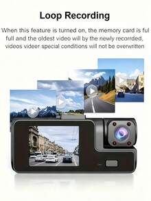 1080P HD Dual Dash Cam Front Rear Interior 3-Channel Car Camera, 170° Wide Angle, Rotatable Lens, Loop Recording, 24H Parking Monitoring, Infrared Night Vision, Suitable For Sedan SUV Truck Video Recorder, Memory Card Not Included - A - View 9