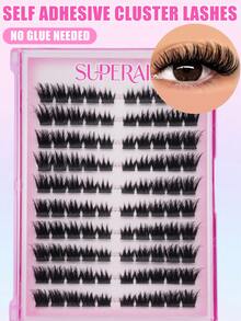 100 Pcs No-Glue 3D Volume Lashes, Black Thick Fire-Shape Tips Arranged For Dramatic Deep Eye Look, Self-Adhesive Easy Application, Great For Club Makeup, Stage Performances, And Glamorous Holiday Occasions. - D - View 5