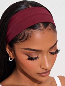 1pc Pure Wine Red Simple Versatile Daily Women's Hair Accessory Super Elastic Soft Texture,Fashion Hair Accessories Suitable For Daily Outfit Matching - Burgundy - View 5