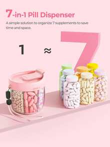 1pc Cute 7-Compartment Pill Box, Portable Travel Pill Storage Box, Anti-Confusion Design, Wide Opening For Easy Access - Multicolor - View 7