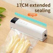 1PC Small Rechargeable Automatic Vacuum Sealer, Cordless Food Vacuum Sealing Machine For Home Kitchen, Multifill Air Suction And Inflation Multi-Function Sealing Machine, Suitable For Vacuum Storage Of Fish, Meat, Vegetables, Includes 4 Textured Bags + 1 Zipper Bag - Multicolor - View 4