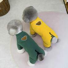 1pc-Halloween Dog Costumes, 25 Buck Dog Four‑Legged Fleece Pet Outfit, Warm Thick Plush Winter Dog Clothes For Small Medium Breeds - Green - View 8