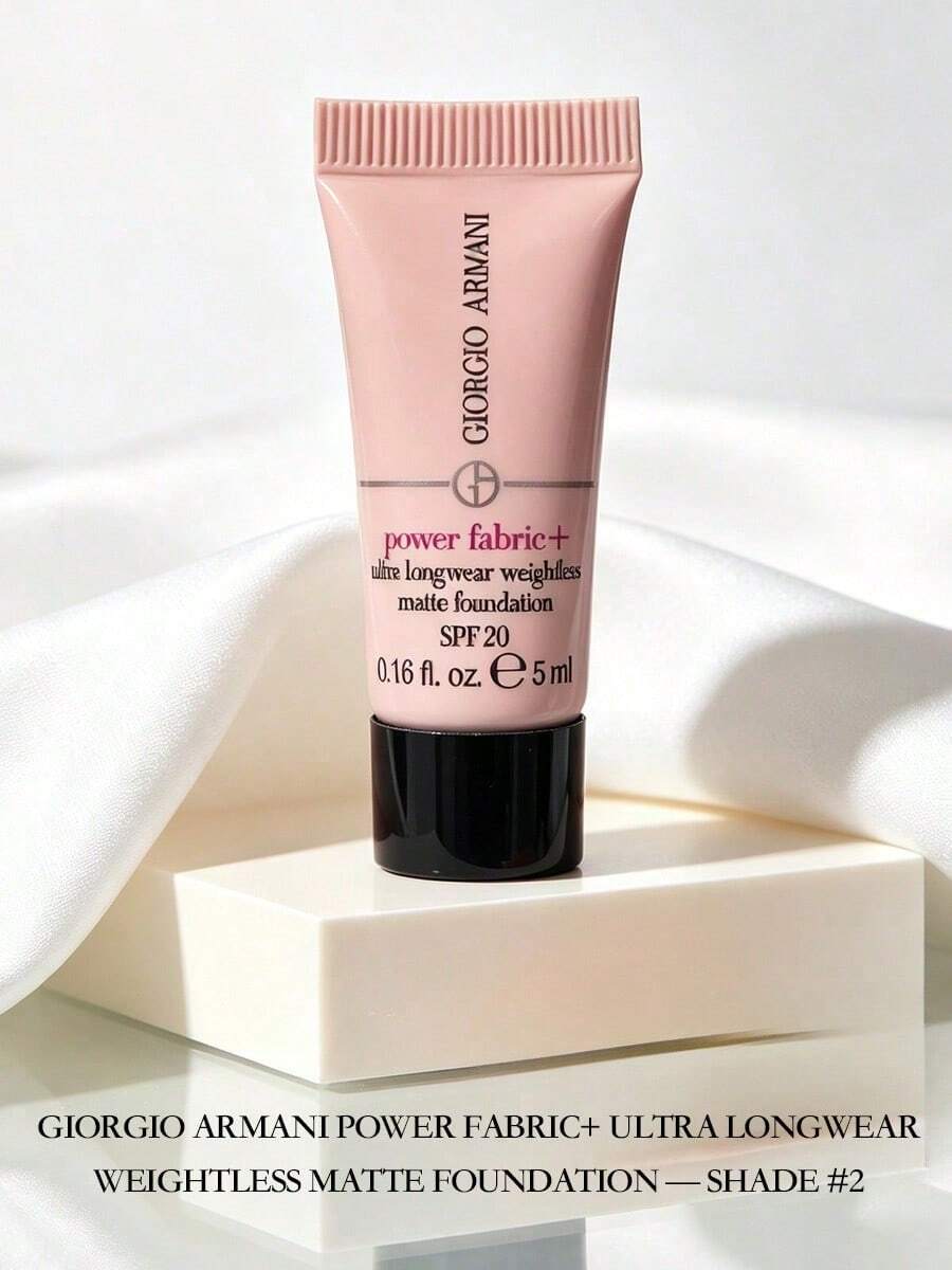 Giorgio Armani Power Fabric+ Matte Foundation 5ml Ultra Longwear Weightless Foundation SPF20 Shade #2 Travel Size Makeup - Color 2 - View 1
